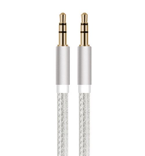 Cable Jack/Jack Metal pour MOTOROLA Moto G4 Smartphone Voiture Musique Audio Double Jack Male 3.5 mm Universel (ARGENT)