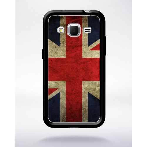 Coque Grande Bretagne Compatible Samsung Core Prime Bord Noir Silicone
