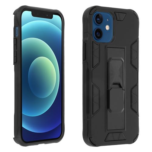 Avizar Coque pour iPhone 12 / 12 Pro Hybride Antichoc Béquille Fonction Support Noir