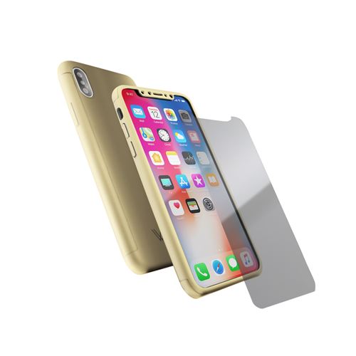 Wave Concept - Coque 360 En Rubber Pour Iphone X Or