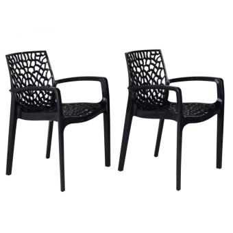Lot De 2 Fauteuils De Jardin Empilables Diademe Polypropylène Gris Anthracite