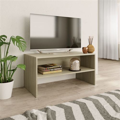 vidaXL - Meuble TV - Chêne Sonoma - 80x40x40 cm - Image 2