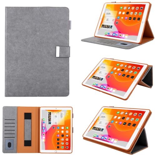 Etui en PU + TPU Boucle avec support, porte-cartes et dragonne gris pour votre Apple iPad Pro 11 pouces (2020)/(2018)