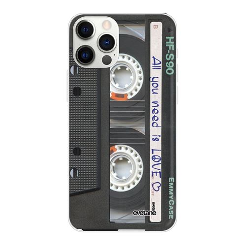 Coque pour iPhone 12/12 Pro souple transparente Cassette Motif Ecriture Tendance [Evetane®]