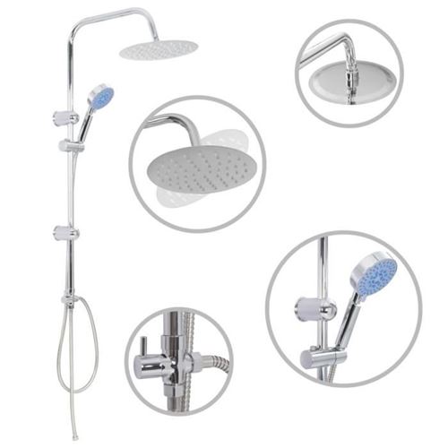 VIDAXL - Ensemble de douche à deux têtes - Douchette intégrée - Gris - Image 3