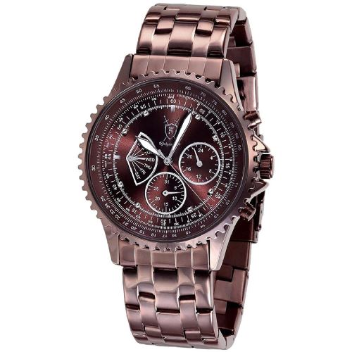 Konigswerk AQ101102G – Montre de Poignet pour homme, bracelet en acier inoxydable Marron