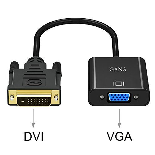 Adaptateur DVI Vers VGA, GANA 1080p Actif Adaptateur DVI-D Vers VGA Supporte 1080P/3D Pour PC/Moniteur/HDTV et Projecteur Etc