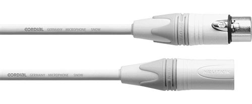 Cordial CXM10FM-SNOW - Câble microphone XLR mâle - XLR femelle 10 m blanc