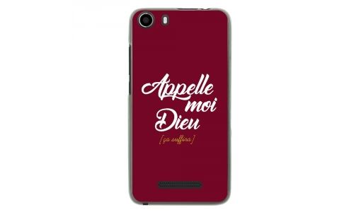 Coque souple pour Wiko Lenny 2 avec impression Motifs Appelle moi Dieu bordeau