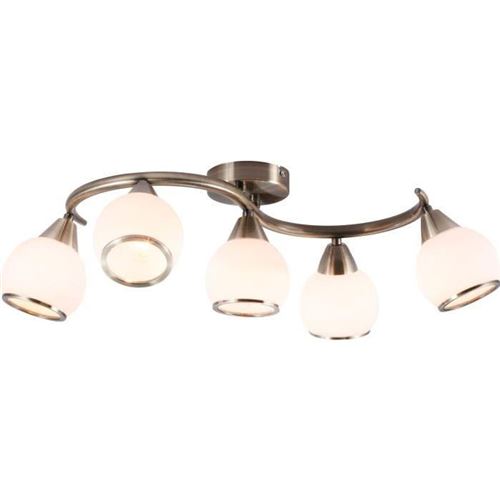 Plafonnier en laiton vieilli 17,5x36x60cm verre opal globo lighting 54701-5