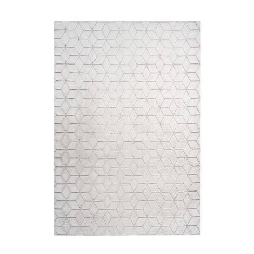 Paris Prix Blanc Tapis Shaggy Effet 3D "Vivica" & Rose 160 X 230 Cm