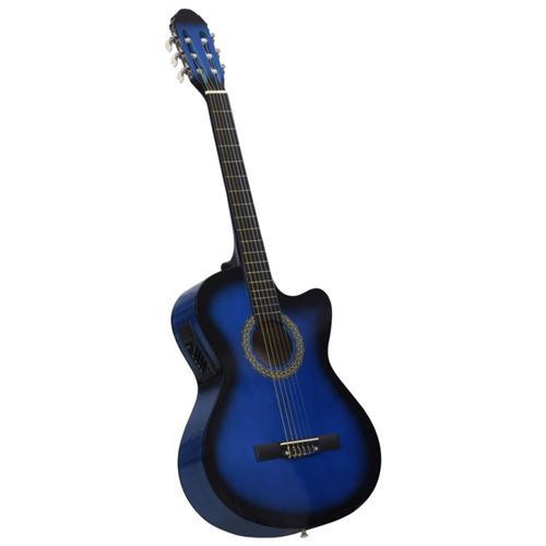 vidaXL Guitare acoustique pan coupé western et égaliseur 6 cordes Bleu