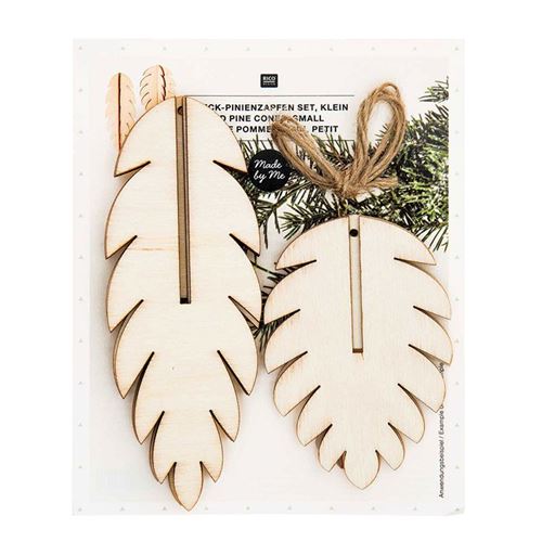Décorations de Noël en bois - 3 pommes de pin en relief - Rico Design