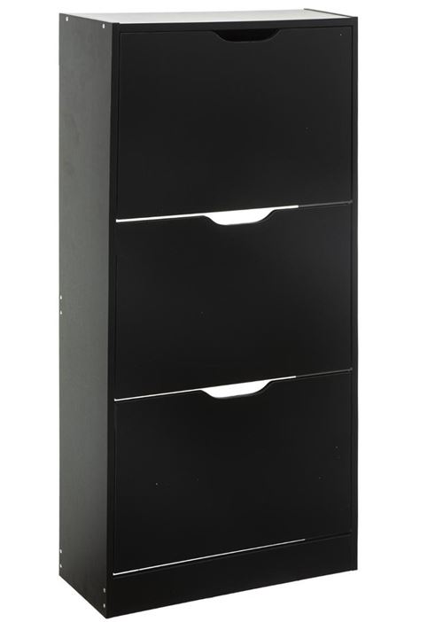 Meuble à chaussures coloris noir - L.60 x P.24 x H.118 cm -PEGANE-