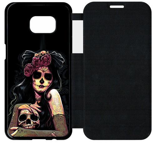 Etui À Rabat Flip Flap Samsung Galaxy S7 Edge Fille Gothic Crane Dans Les Mains