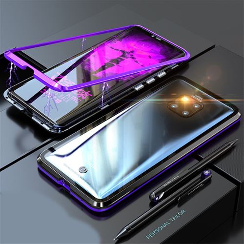 Coque en TPU cadre amovible violet/noir pour votre Huawei Mate 20 Pro