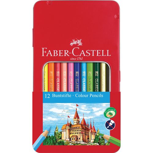 Faber-Castell Crayons De Couleur Castle, Étui Métal De 12