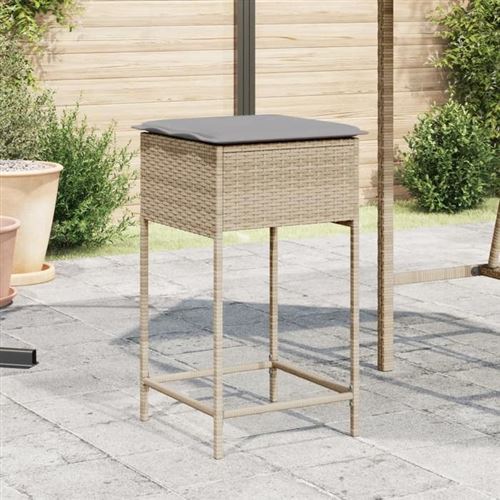 vidaXL - Tabourets de bar de jardin - Rotin - Beige - Lot de 2 - Image 2