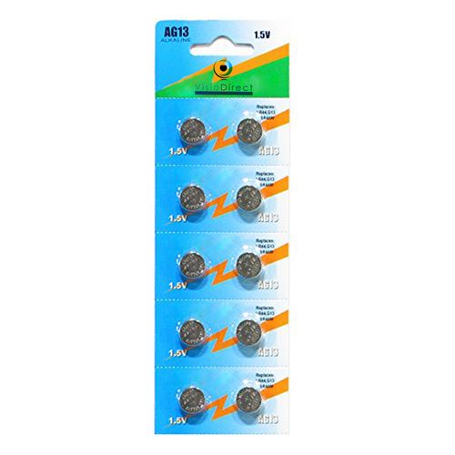 Lot de 10 Piles bouton plates Type AG13 1,5V compatibles LR44 - Visiodirect -