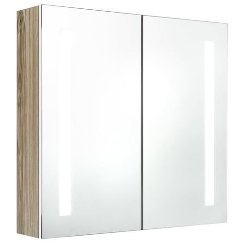 VidaXL Armoire de salle de bain à miroir LED Blanc et chêne 62x14x60cm