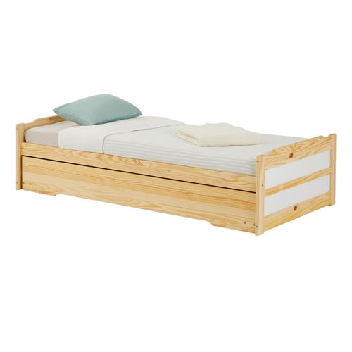 IDIMEX Lits Superposables Ronny En Pin Massif - 2 Lits 90x200 Cm | Vernis Naturel | Gain De Place