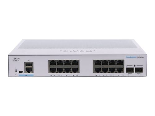 Cisco Business 350 Series CBS350-16T-E-2G - Commutateur - C3 - Géré - 16 x 10/100/1000 + 2 x Gigabit SFP - Montable sur rack