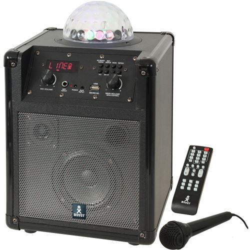 Enceinte sans fil Karaoke Enfant BOOST-KUBELED-BK Bluetooth USB - Jeu de  Lumière Astro intégré - 2 Micros - Télécommande - Soirée, Enceintes, baffle  et amplis DJ, Top Prix