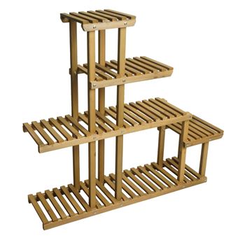 Table à Plantes En Bois Sapin - Dimensions 86x92x41 Cm - Plan De Travail Zinc, 2 étagères - Pour Extérieur