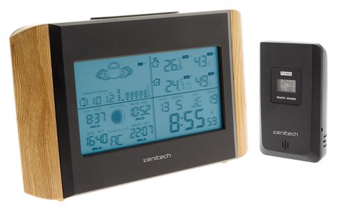 Zenitech - Station m&eacute;t&eacute;o effet bois avec capteur sans fil (IP44)