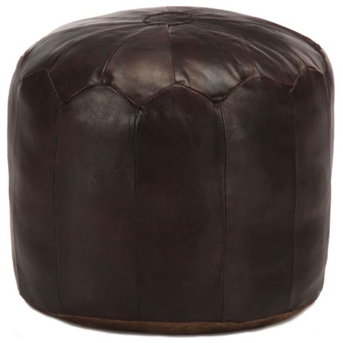 Non Communiqué Marron Foncé Pouf 40 X 35 Cm Cuir Véritable De Chèvre