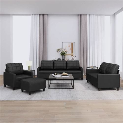 Non Communiqué Noir Vidaxl Ensemble De Canapés Avec Coussins 4 Pcs, Canapés Avec Accoudoirs Et Dossier, Ensemble De Meubles Avec Repose-Pied 3201343