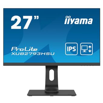 iiyama ProLite XUB2793HSU-B5 - Écran LED - 27" - 1920 x 1080 Full HD (1080p) @ 75 Hz - IPS - 300 cd/m² - 1000:1 - 4 ms - HDMI, DisplayPort - haut-parleurs - noir mat