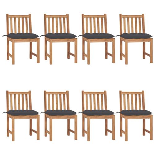 Non Communiqué Bois Chaises De Jardin Lot De 8 Avec Coussins De Teck Massif