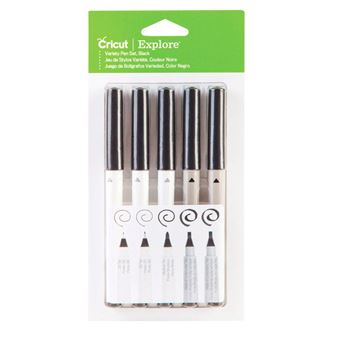 5 stylos noirs Cricut - pointes 0,4 à 2 mm - 1