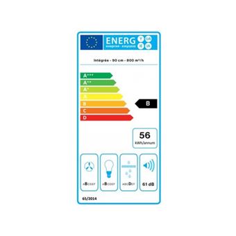 Hotte Encastrable FALMEC VIRGEVO3431, 90cm, commandes électroniques, finition Inox, moteur 4 vitesses, Débit boost = 680m3/h, Puissance acoustique max = 62dB. Eclairage LED réglable en température. Classe énergétique : B