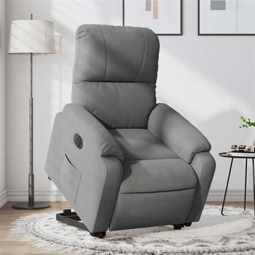 Vidaxl Gris Stoel Électrique Réglable Tissu Microfibre Foncé - Image 2