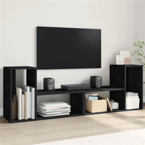 VIDAXL - Meuble TV - Lot de 2 - Noir - 75x30x50 cm - Image 2