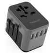 Adaptateur Prise TESSAN Universel de Voyage avec 4 USB, International France vers USA Canada Anglaise UK Japon Australie Qatar,Monde,Noir