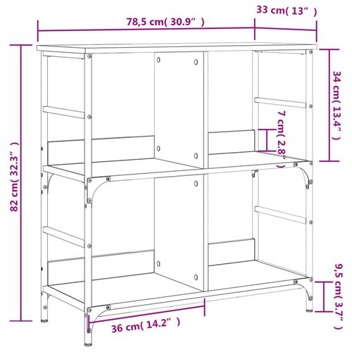 Vidaxl Bibliothèque 45X22,5X82 cm bois de Chêne massif