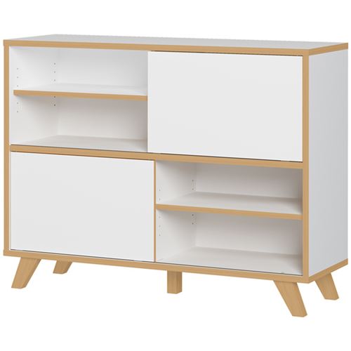 Buffet coloris blanc / chene navarra-repro - 120 x 92 x 40 cm -PEGANE-