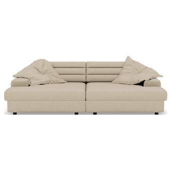 Giulia - canapé droit 4 places double méridienne - assise profonde - en tissu texturé - Beige - 1