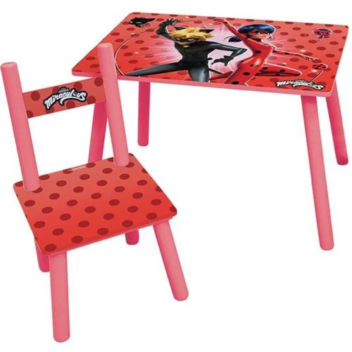 FUN HOUSE Miraculous Ladybug Table H 41,5 cm x l 61 cm x P 42 cm avec une chaise