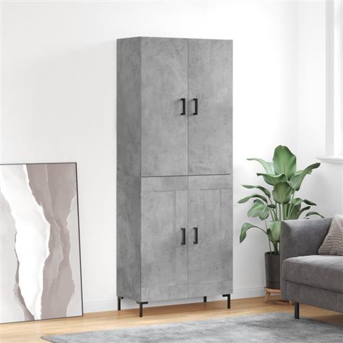 Non Communiqué Gris Vidaxl Buffet Haut Béton 69,5X34x180 Cm Bois D'ingénierie, Buffet, Armoire Latérale, Armoire De Rangement, Armoire, Buffets, Armoire Haute