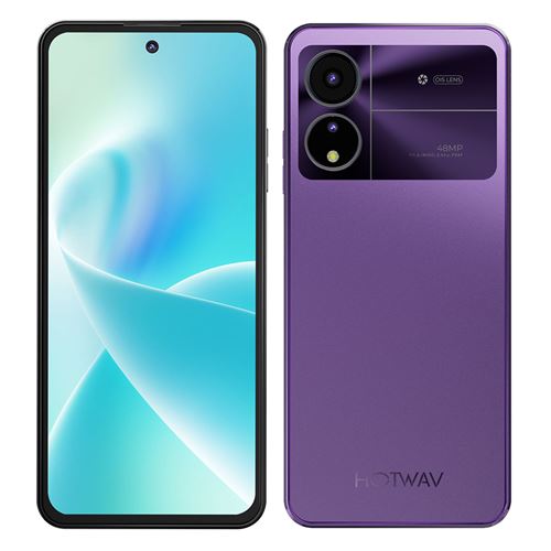 HOTWAV Note 12(2024) Téléphone Portable 6.8 Android 14, 5160mAh, 16(6+10)Go+128Go, 48MP+16MP,Empreinte digitale/Face ID,Dual SIM 4G - Violet