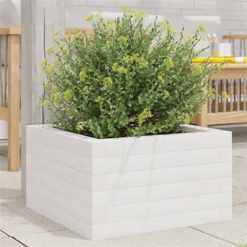 VIDAXL - Jardinière - Bois de Pin Massif - 40x40x23 cm - Blanc - Image 2