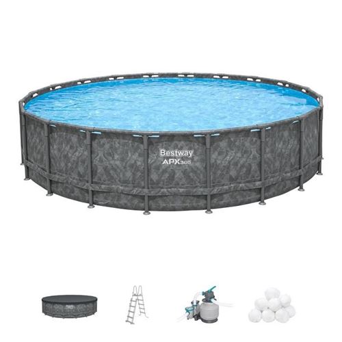 Non Communiqué Gris Piscine Tubulaire Ronde Bestway Apx 365 671 X 132 Cm Filtre À Sable
