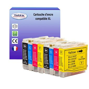 T3AZUR - 8x Cartouches compatibles avec Brother LC1000 XL pour Brother DCP-357C 540CN 560CN 750CN 750CW 770CW - 1