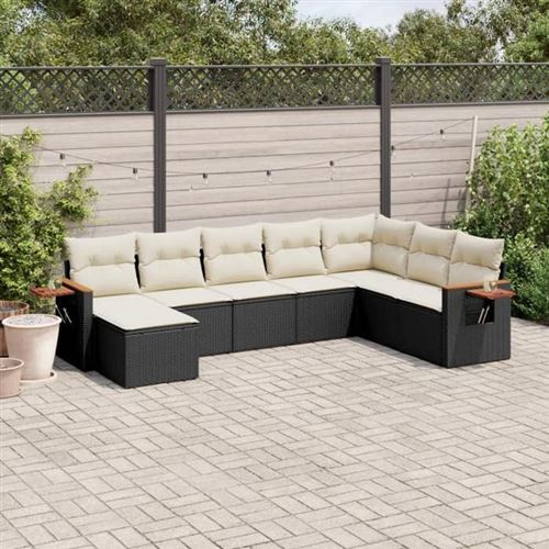 Non Communiqué Noir Vidaxl Salon De Jardin Avec Coussins 8 Pcs, Canapés De Terrasse, Ensemble De Meubles De Patio, Mobilier D'extérieur, 3259487
