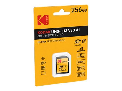 Tarjeta SD KODAK, clase 10 de alta velocidad, 256 GB, 128 GB, 64 GB, V30. Tarjeta de memoria SD de tamaño completo para cámaras.