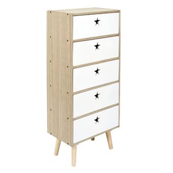 Chiffonnier Enfant "Star" 91cm Blanc & Beige - 1